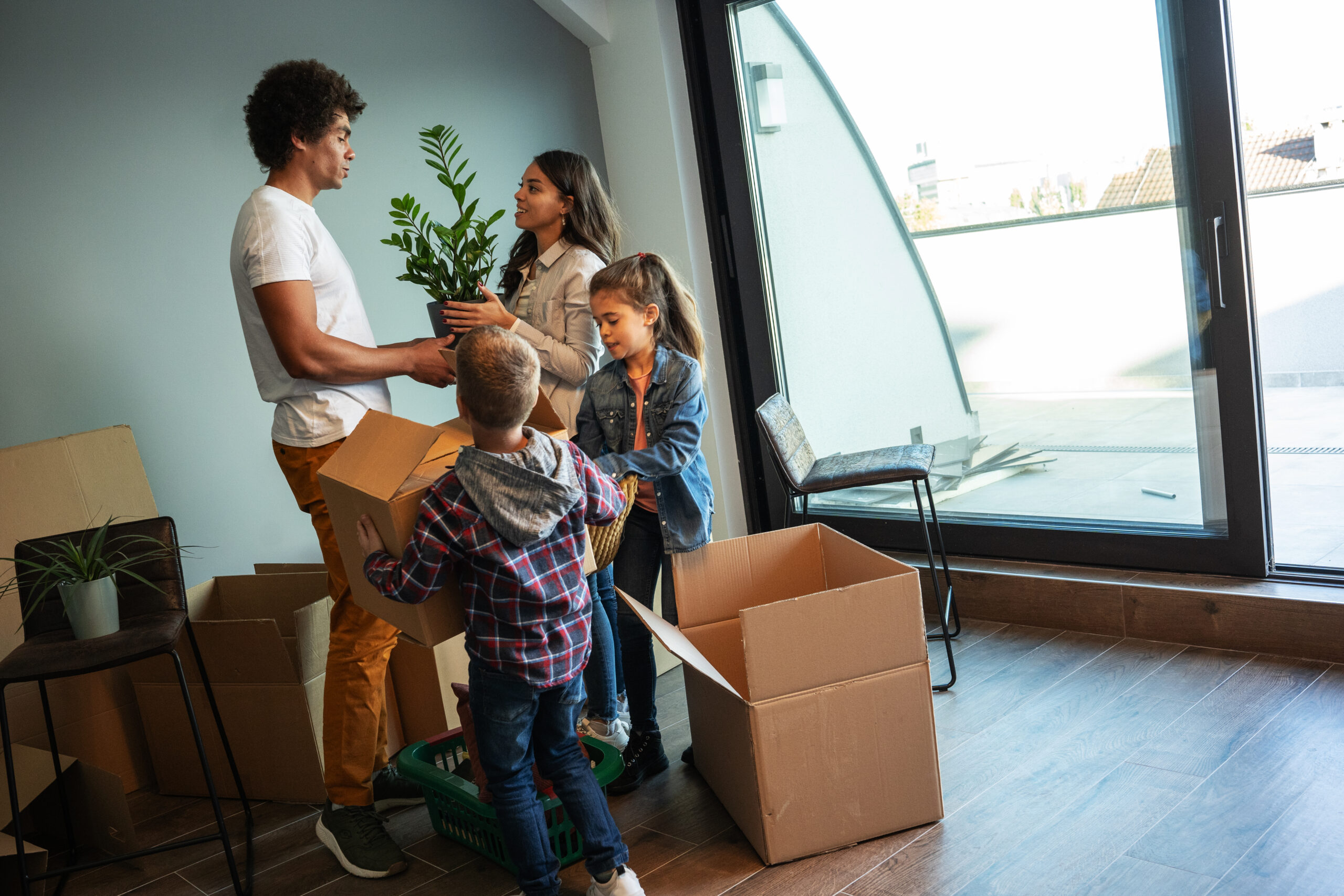 Family moving into their newly completed custom home in Texas.